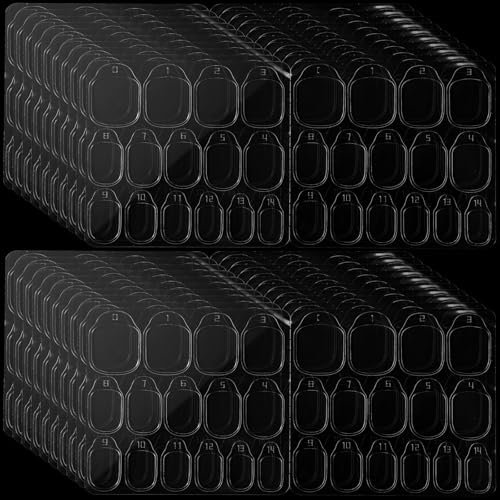 BOXOB 40 Feuilles Pastilles Adhésives pour Ongles, 600pcs Imperméables Respirantes Double Face Transparentes 15 Tailles Adaptées à la Plupart des Personnes