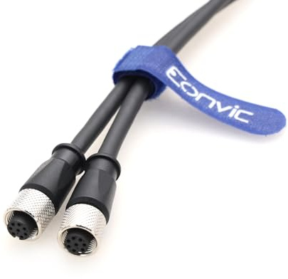 EONVIC M12 8-poliges Sensor-Verlängerungskabel mit zwei Buchsen, A-codiert, für Strom- und E/A-Anschlüsse, für Automatisierung, Robotik, Maschinenbau und industrielle Sensoren