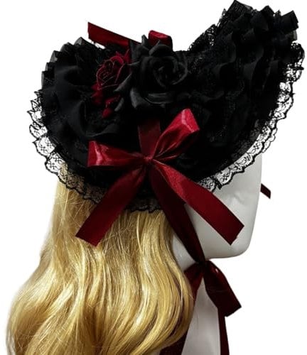 HINAYOSAN Woven Straw Hat For Fashion Enthusiasts Adjustable Ribbon Tie Bonnet Hat Accessory For Cocktails And Halloween Parties