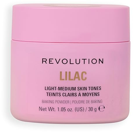 Revolution Loose Baking Powder, Lilac | Poudre Fixatrice de Maquillage, Couvrance Longue Tenue, Matifie et Réduit la Brillance, Vegan et Sans Cruauté, 32g