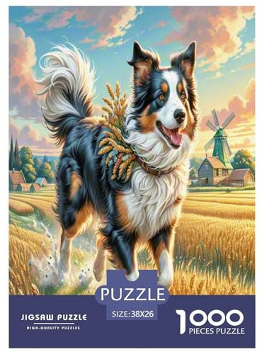 Der Border Collie Puzzle 1000 Teile Schwer Puzzle Spielzeug Lernspiel Impossible Herausforderungsspielzeug Für Erwachsene Und Kinder in Bewährter 38x26cm/1000pcs