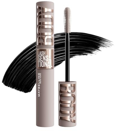 Maybelline New York Mascara Volumizzante, Adatto a Occhi Sensibili, Ciglia Incurvate e Volumizzate, Lunga Tenuta, Resistente a Sbavature e Sudore, Colore: Black, Body Mascara, Lash Sensational, 9,75ml
