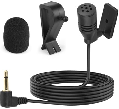 UIHRLM 3.5 mm Car Microphone, Portable External Microphone with Assembly 2M Cable, Plug and Play Car HD Voice Small Mic for Car Vehicle Head Navigation Unit Bluetooth Audio Stereo Radio GPS DVD