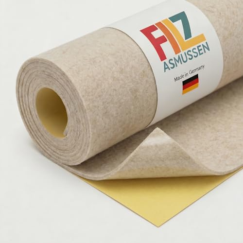 Filz Asmussen - Premium Filz selbstklebend Meterware 1mx1,55m für Ausbau Camper Filz & Wohnmobile geeignet für VW T4 T5 T6 Fiat Ducato usw. Filzstoff, Klebefilz, Bastelfilz, DIY - Vanille