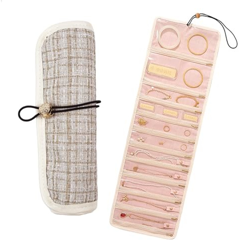 Portagioie, scatola porta gioielli, astuccio porta gioielli Custodia pieghevole per gioielli Mini borsa porta gioielli Organizer per orecchini e collane custodia da viaggio e per tutti i giorni