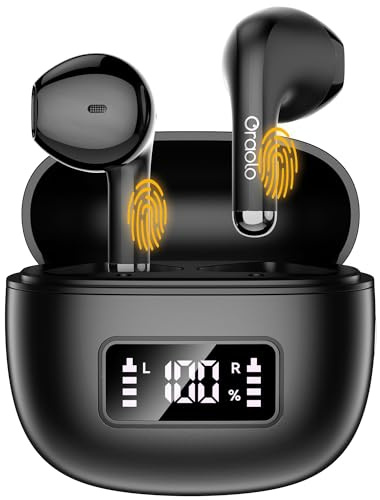 oraolo Cuffie Bluetooth, Cuffie Bluetooth in Ear 5.4 con 4 Microfoni ENC con Display LED, Cancellazione del Rumore, Mini Auricolari Bluetooth Stereo HiFi con Riproduzione 30H, Ricarica Rapida USB-C
