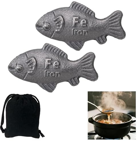 2 PCS Iron Fish for Cooking with Velvet Bag, Cast Iron Fish for Food, Reusable Ir_on Cooking Fishs for Water, Soup & Rice, Natural IRO_n Fishs Kitchen Tool Gift for Home & Camping