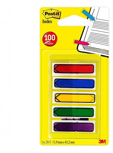 Post-it Index Pfeile, Verschiedene Farben, 100 Haftstreifen, 11.9 mm x 43.2 mm - Für Dokumente und Wichtige Informationen