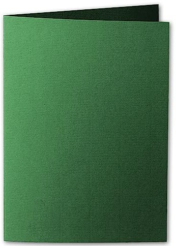 ARTOZ 50x DIN A5 Faltkarten - Tannengrün (Grün) gerippt 148 x 210 mm Klappkarten hochdoppelt - Blanko Doppelkarte mit 220 g/m² edle Egoutteur-Rippung