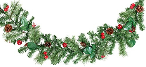 Britesta Girlande Weihnachten: Deko-Tannengirlande mit Beeren, Äpfeln und echten Zapfen, 180 cm (Tannengirlande Weihnachten, Deko Girlanden, Weihnachtsbaum)