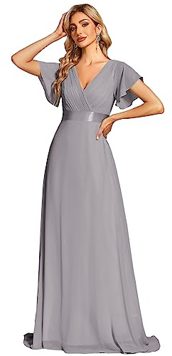 Ever Pretty Women's Summer Wedding Party Dresses Evening, Grey 1, 16 UK