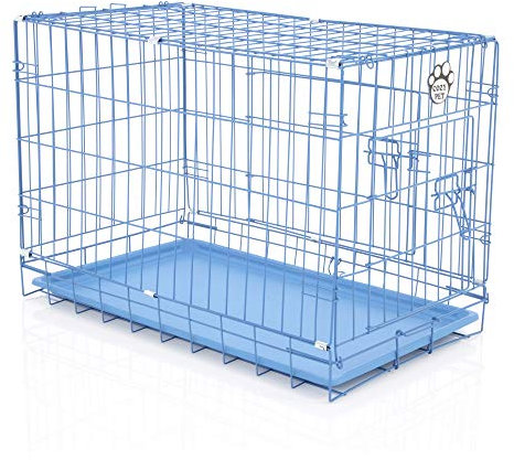Cozy Pet Dog Cage 30 Blue ABS Tray Folding 75.5cm Puppy Crate Cat Carrier Dog Crate DCP30BL