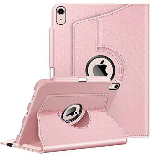 FINTIE Custodia per iPad Air 11 Pollici M3/M2 (2025/2024), iPad Air 5a/4a Gen 10,9 (2022/2020) con Portapenne - 360 Gradi di Rotante Cover Protettiva Case con Auto Sveglia/Sonno, Oro rosa