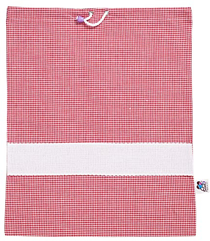 Filet - Kindergartentasche mit Rot und Weiß Vichy-Karodruck |Individualisierbarer Aida-Stoffbandeinsatz | Maße: 42 x 34 cm | Made in Italy, 45 g