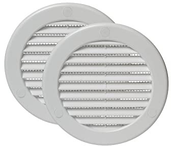 Vent Systems Lüftungsgitter 100 mm - 2 Stück - Weiß Lüftungsrohr Abdeckung mit Runde Anschluss – Lüftungsschlitze mit Fliegengitter – HVAC Gitter für Innen, Außen - Badezimmer, Heimbüro, Küche