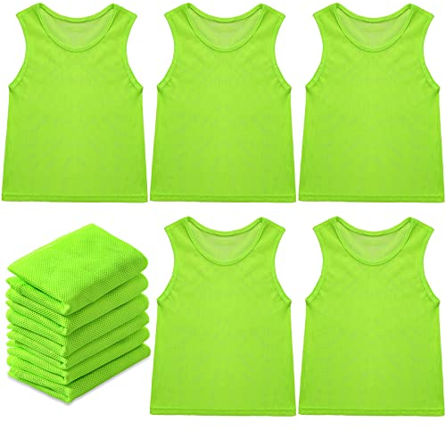 Sintege 12 Stück Nylon Mesh Trainingsweste Team Markierungshemd Training Leibchen für Kinder Jugendliche Sport Basketball Fußball (Grün)