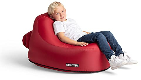 Softybag Chair Kids (Chilli Red) | Kindersessel und Pouffe für drinnen und draußen | Sitzsack Sessel für Kinder | Bequem und leicht, einfach zu transportieren und aufzublasen