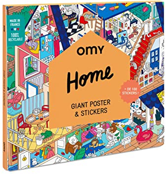 OMY Search and Find Riesen Poster und Aufkleber Set, Home Design, 101,6 x 71,1 cm, inklusive mehr als 100 Aufkleber, Spaß und Spiel für Kinder