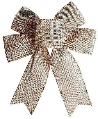 FSSTUD 4 Pcs Large Rustic Jute Bows Holiday Burlap Wreath Bow DIY Craft Bowknot Decoration Christmas Tree Bow Ornaments Festival Decorative Bowknot