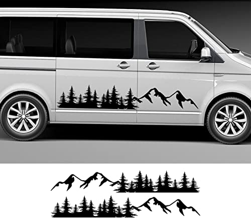2 STÜCKE Autozubehör Baum Berg Aufkleber Wald Tür Seite Auto Aufkleber, Für Transporter T5 T6, Für V=W, Für Multivan