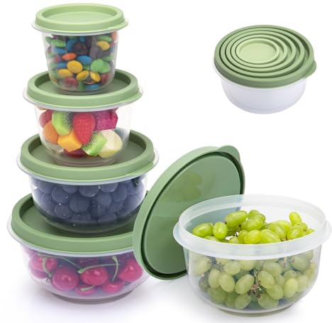 BYUNER Meal Prep Containers Reusable Microwave food Containers Kitchen Storage Containers Airtight Food Storage Container Plastic Bowls with Lids Nesting Lunch Boxes (Green)