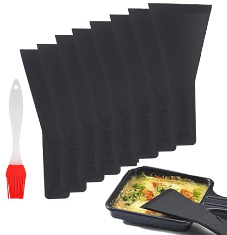 Raclette Schaber,Raclette Spatel,Raclette Schieber, 8PCS mit 1 Silikonbürste Raclette Pfannenwender Küchenwerkzeuge Küchenutensilien für Antihaft Pfannen Käse Grills Gourmet Bretter