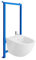 LAVITA Élément mural pour bidet LAV 500 + bidet mural Sofi Kit complet avec trou de robinetterie et protection anti-débordement en céramique WC WC hygiénique et facile d'entretien 36,5 x 49 x 32,5 cm