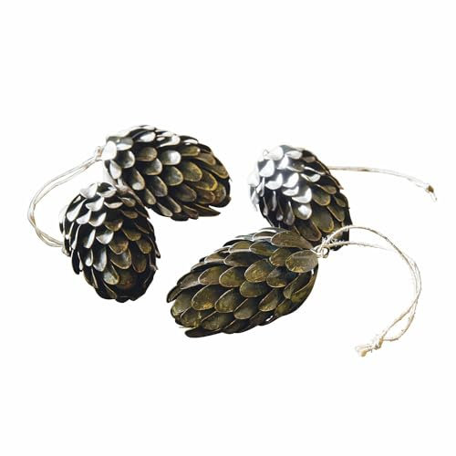 Loberon Anhänger 4er Set Lonrai – Natürliche Optik, Handarbeit, Antikbraun, abnehmbare Bänder – Eisen, antikbraun