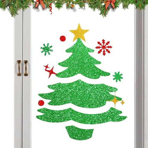 Calcomanías de puerta de Navidad, fundas de puerta de fieltro de muñeco de nieve, decoración de calcomanías de puerta de Navidad, calcomanías de puerta de Navidad extraíbles | Maravillosa calcomanía