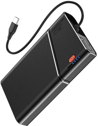 Power Bank 20000mAh, 22.5W Super Fast Charging Metal Portable Charger with Detachable USB-C Cable, Airline Approved for iPhone 17/16/15/14/13, iPad, Samsung, Android & More