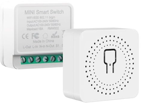 2 Pcs Smart Wifi Light Switch, 10A WLAN Wireless Switches Remote Control for Smart Dimmable Light Switch Remote Control Fits Behind Wall Switches Compatible with Google Home, Alexa Echo, Tuya