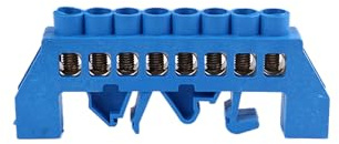 Isolierte N-Klemme 3er Set Klemmleiste blau - 8 Leiter für Neutralleitung zur Leitungsverteilung - für DIN-Schiene oder Montageplatte