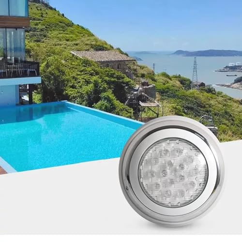 GUODDM LED-Ring-Unterwasserleuchte for Springbrunnen, Edelstahl IP68 Schwimmbadbeleuchtung, AC 12 V/6-36 W, Silberne, wasserdichte Lampen (IP68)(RGB,6w)