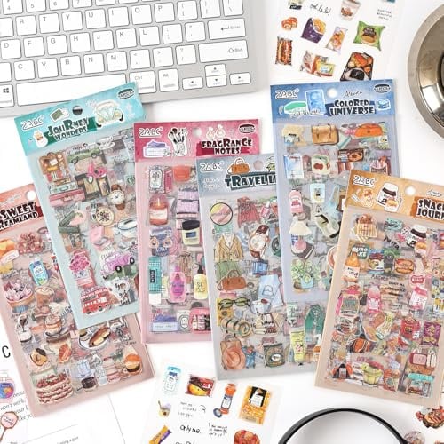 24 Blätt Scrapbook Journaling Zubehör,Cute Theme Aufkleber Für Scrapbooking | Scrapbook Stickers für DIY-Handyhüllen,Tassen-Dekorationen,Verschönerung von Notizbüchern