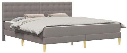 vidaXL Bettgestell mit Matratze mit Kopfteil Taupe 200 x 200 cm Stoff