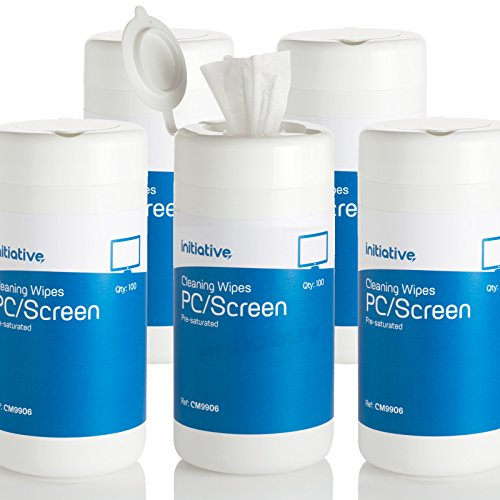 [Pack of 5] Tub of 100 Quick Drying PC & Laptop Screen Cleaning Wipes