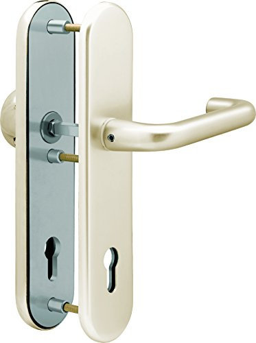 Alpertec Haustürbeschlag Schutzbeschlag Agnes -LS KT für Wohnungseingangstüren Griffplatte/Drücker, Vierkant 8 mm, Abstand 72 mm, 40181350