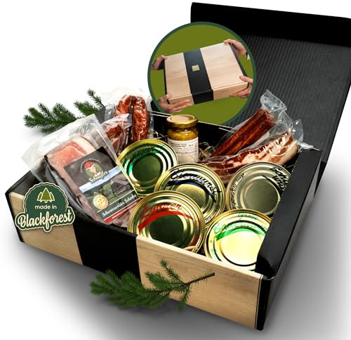 Schwarzwald Metzgerei - Geschenkset Dosenwurst und mehr mit verschiedenen Wurtsspezialitäten, Altbadischem Senf, Schinken und Speck - 10-teilig