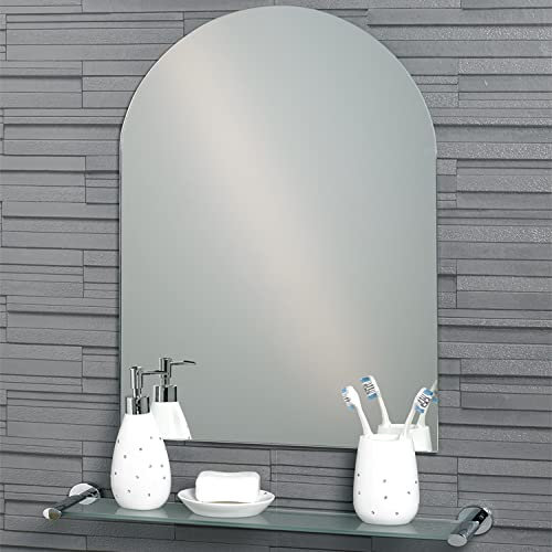 Showerdrape Hampton Frameless Arched Bathroom Wall Mirror, Wall Mounted For Bathroom Mirror Wall For Living Room Hallway or Bedroom.
