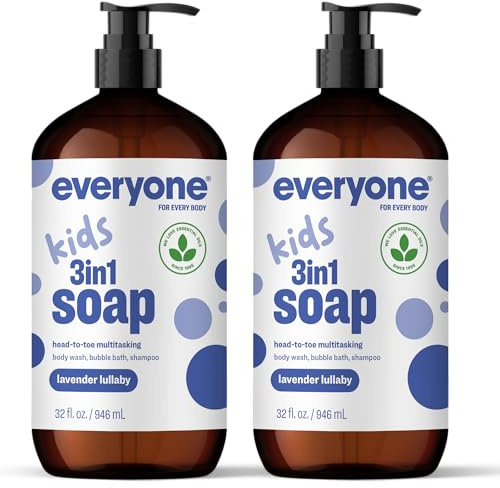 Everyone 3-in-1 Soap for Every Kid Safe, Gentle and Natural Shampoo, Body Wash, and Bubble Bath, Lavender Lullaby, 32 Fl Oz (Pack of 2)