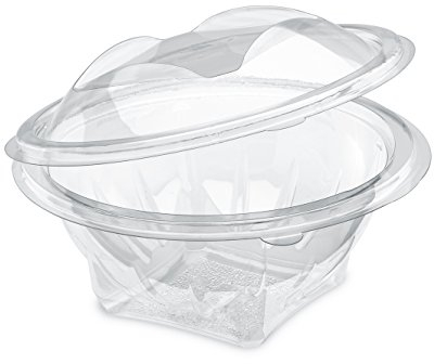 GUILLIN SLR500C* CARTON DE 400 Bol Salade 500cc A Couvercle Charniere Dechirable , Plastique, Transparent, 15,5 x 15,5 x 8,5 cm