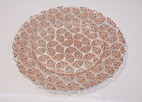 Assiette de présentation en verre 11 motifs 5 couleurs pour mariage, événements, décoration de Noël ou dîner (bulle de cachemire cuivré)