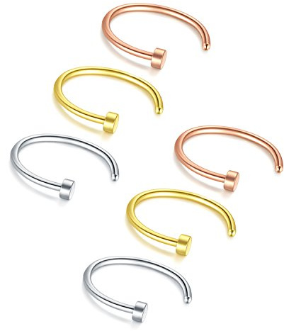 Briana Williams 6stk Nasenring Nasenpiercing Fake Nase Lippe Ring Set 20G 18G 16G 6mm/8mm/10mm/12mm Chirurgenstahl Piercing Nasen Schmuck