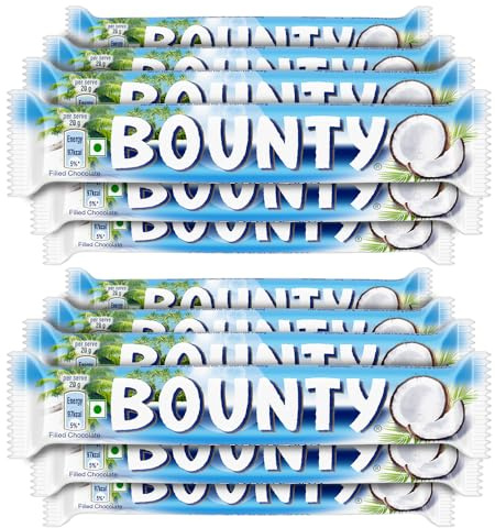 Bounty Coconut Chocolate Bar, Coconut-Filled Chocolates, Soft and Delicate Coconut in the Centre, Premium Chocolates to Share, Pack of 12.684 g