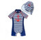 BONVERANO Maillot de Bain bébé garçon Une pièce à Manches Courtes Protection UV 50+ Maillots de Bain avec Fermeture éclair（Bleu-moo，6-9 Months）