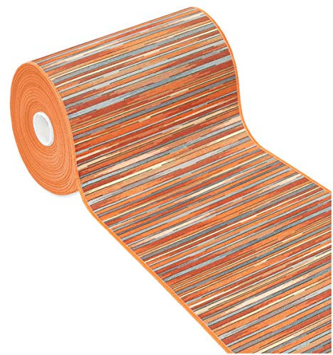 Tappeto Cucina Bordato Assorbente Tessitura Piatta Multiuso Bagno Camera Stile Bamboo 52X280 Arancione