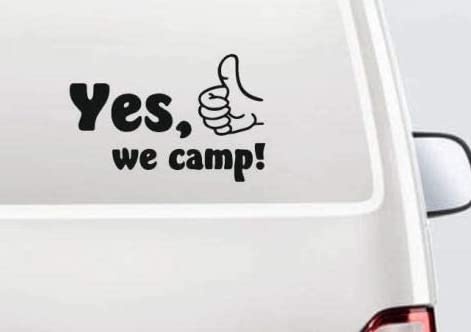 SUPERSTICKI Yes, we Camp! Daumen hoch Ca 30 Wohnmobil Camper Wohnwagen Womo Mobile Camping Autoaufkleber Sticker Womo Wowa