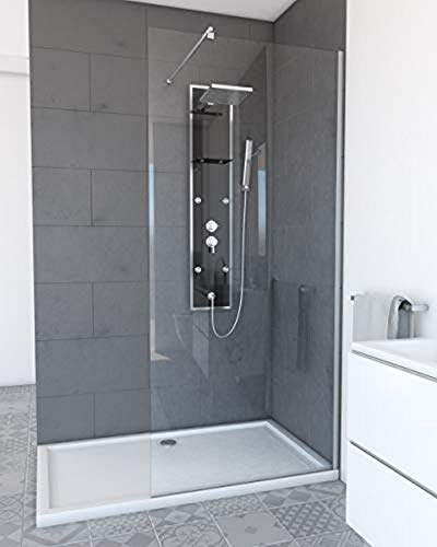 Paroi de Douche 90x200cm - Verre Trempé Transparent 8mm - Profilé Chrome - FREEDOM 2 CHROMED