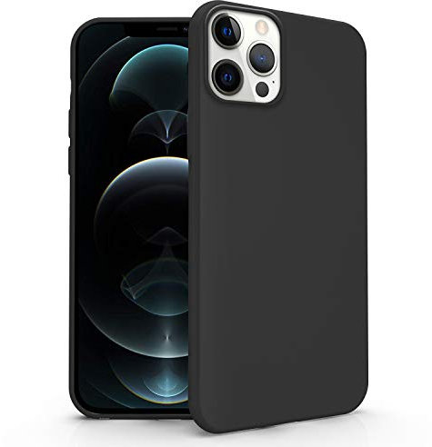 N NEWTOP Cover Compatibile con Apple iPhone 12 PRO Max, Custodia TPU Soft Gel Silicone Ultra Slim Sottile Flessibile Case Posteriore Protettiva (Nero)