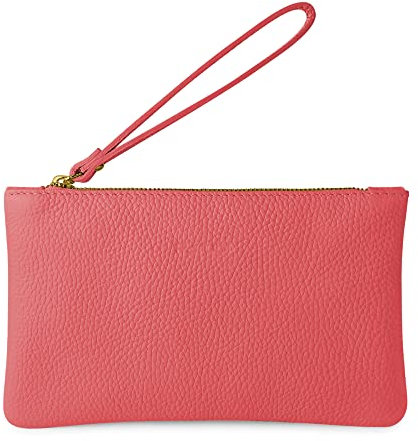 Parubi Kleine Handtasche Minihandtasche aus Weichem Echtleder, Hergestellt in Italien, Clutch mit Kordelzug und Elegantem Reißverschluss Tasche für Frauen und Mädchen (Aura)